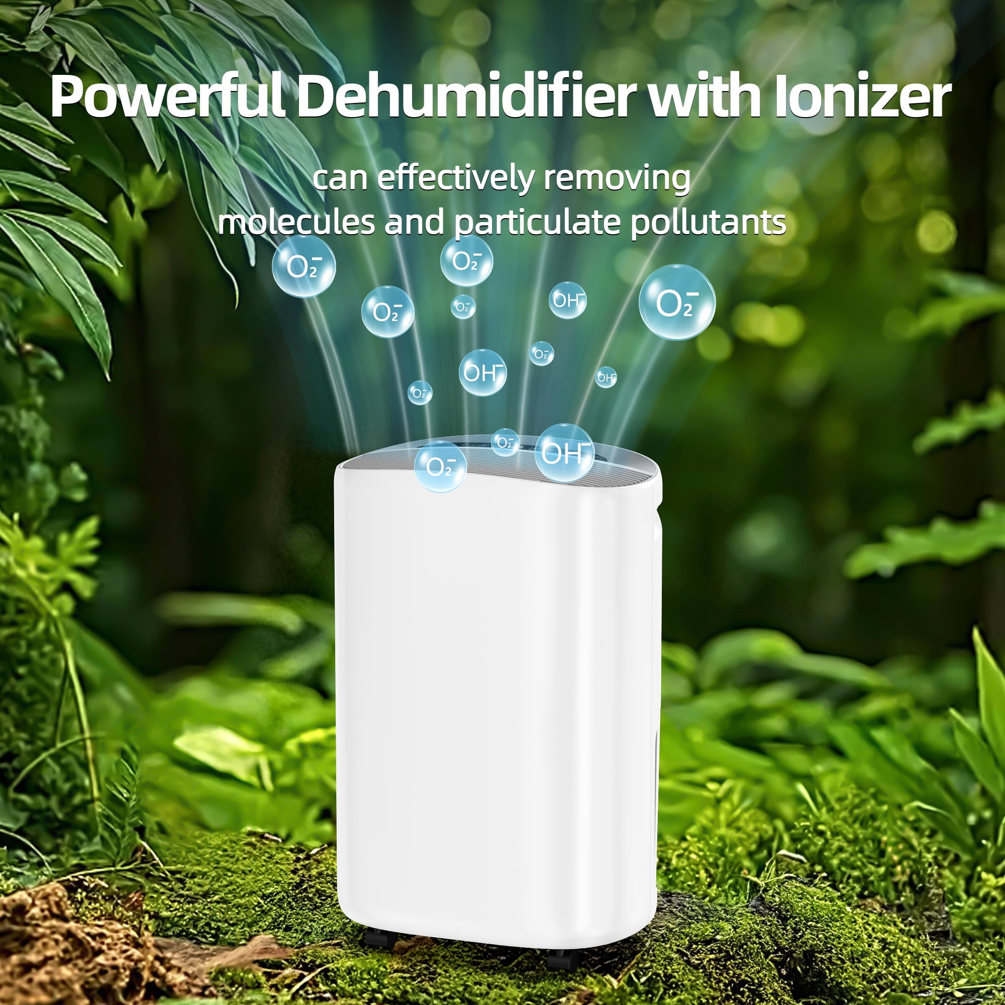 50 pt. 5,500 sq. ft. Dehumidifier in White with Drain Hose, 1 Gal. Bucket, 45dB Dehumidifier for Bedroom, Auto Defrost