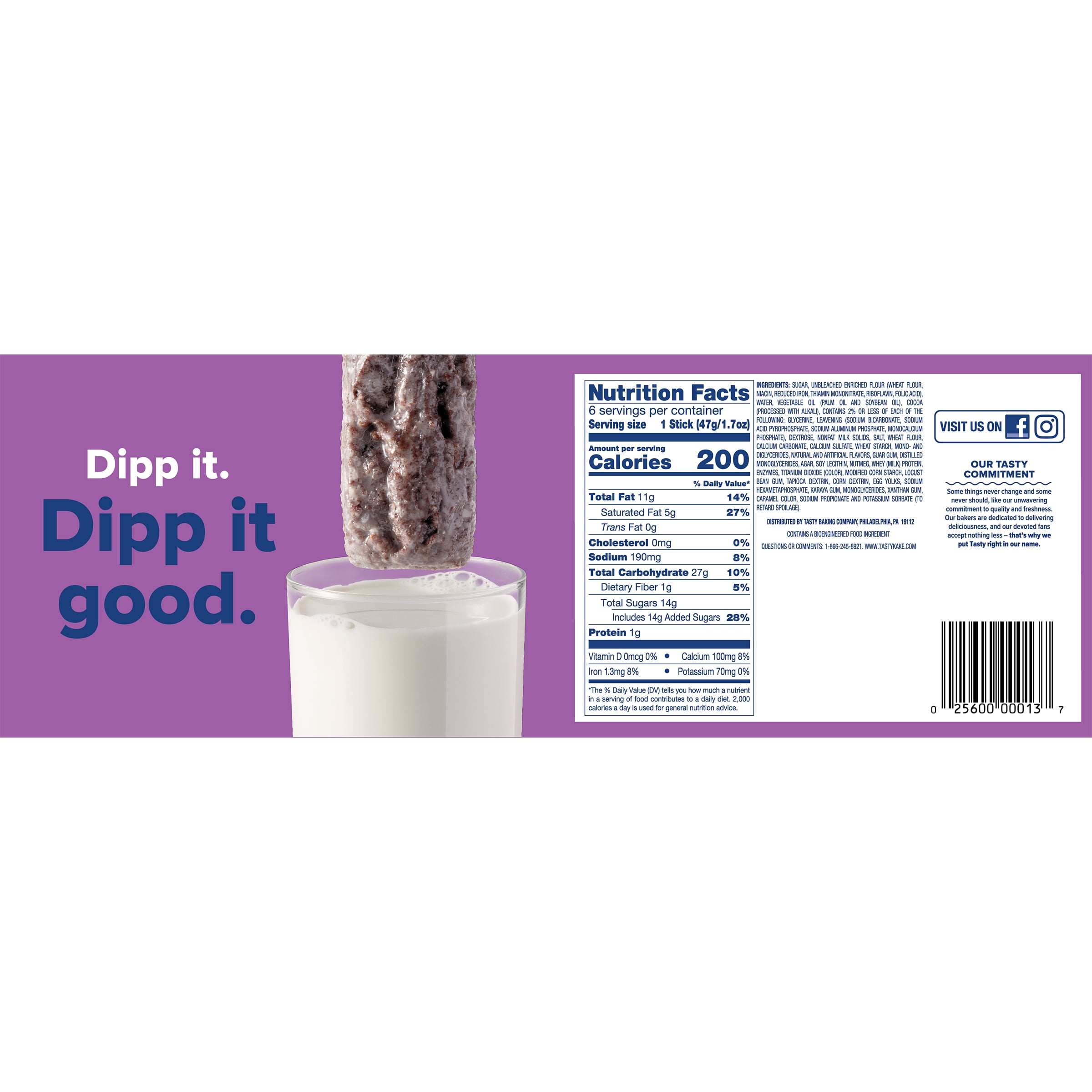 Tastykake Glazed Chocolate Flavored Dipp'n Sticks, Glazed Chocolate Donut Sticks, 10 oz, 6 Ct, Shelf-Stable