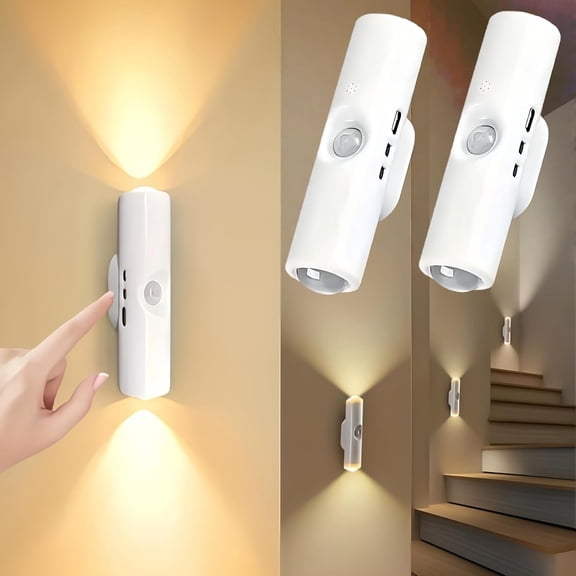 Rechargeable Smart LED Motion Sensor Ambient Light - RGB Gradient Color Changing Night Light, Punch-Free Magnetic Installation for Stairs, Wardrobe, Cabinet, Hallway