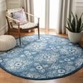 thumbnail image 2 of SAFAVIEH Martha Stewart Nazca Floral Area Rug, Navy/Creme, 4' x 4' Round, 2 of 7