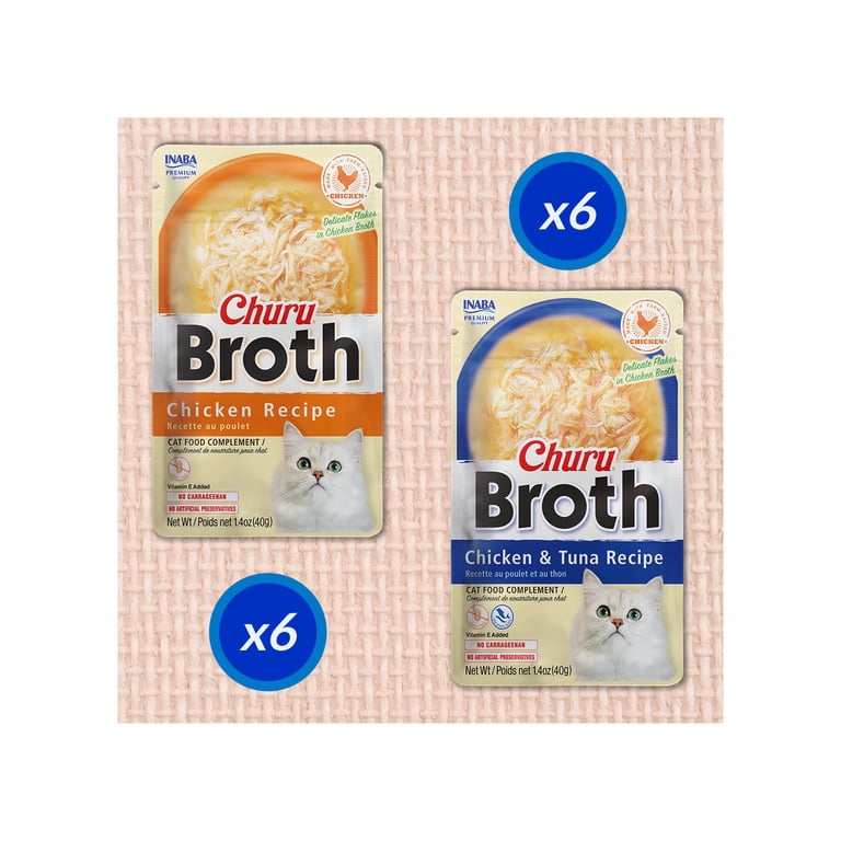 Inaba Churu Broth Lickable Wet Cat Topper, 1.76 oz Pouch, 12