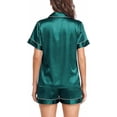 thumbnail image 2 of Pijama de satén suave para mujer, conjunto de dos piezas de seda, con botones y botones., 2 of 5