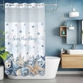thumbnail image 2 of Blue Ocean No Hook Shower Curtain with Snap in Liner Seas The Day Waterproof Bathroom Shower Curtain with See Through Top Window for Bathtub 54" x 78", 2 of 9