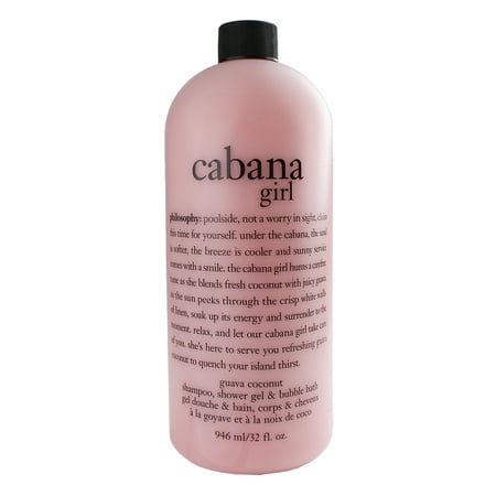 Shower Cabana - Philosophy Cabana Girl Guava Coconut Shampoo, Shower Gel & Bubble Bath, 946ml/32oz
