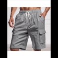 thumbnail image 4 of Pantalones Cortos Cargo para Hombre, Modernos, con Cordón Ajustable, Cintura Elástica, Informales, con Múltiples Bolsillos, para Entrenamiento, Deportes Al Aire Libre. Gris S, 4 of 9