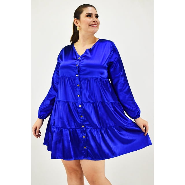 Vestido de satén Roman Fashion Tallas Extras 1250 Azul rey 40