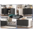 thumbnail image 6 of Rumiiro 59" Black Sideboard Cabinet Vertical Stripe, 4 Doors, Legged Design, Adjustable Shelves, Soft-Close Doors, 6 of 10