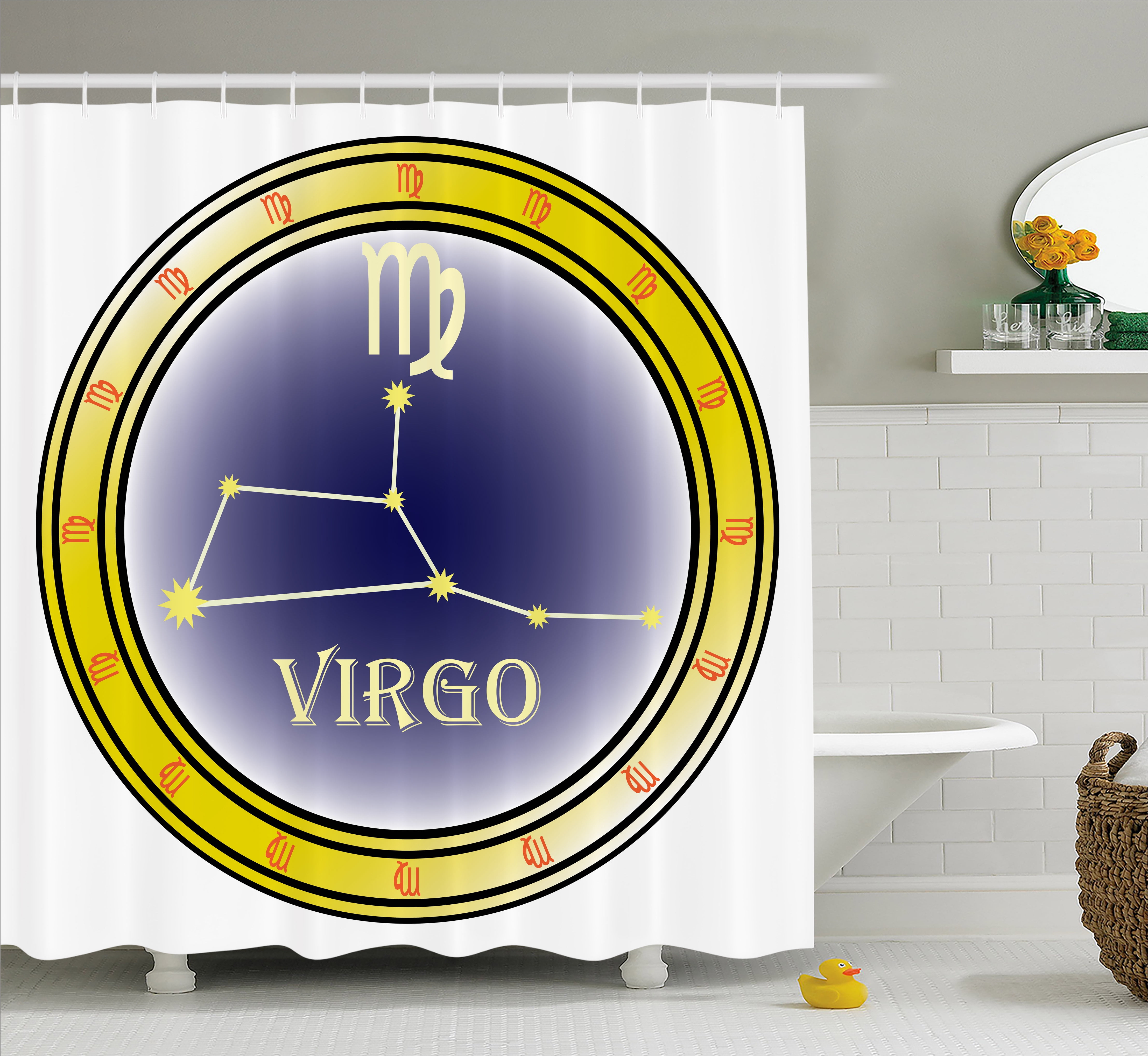 Zodiac Virgo Shower Curtain, Horoscope Constellation and Sign in a