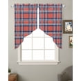 thumbnail image 2 of Orange Blue Swag Valances for Windows, British Style Buffalo Plaid Lattice Rod Pocket Sheer Valances for Small Windows, Swag Toppers Light Filtering for Kitchen Living Room 2 Panels 36''x36'', 2 of 6