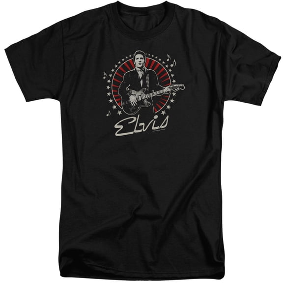Elvis Presley Stars S/S Adult Tall 18/1 Black