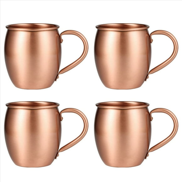 4X 530ML 100% Pure Copper Mug Mug Drum Cup Cocktail Cup Pure Copper Mug Restaurant Bar Cold Drink Cup, B,4 x mule cup,Rose Gold