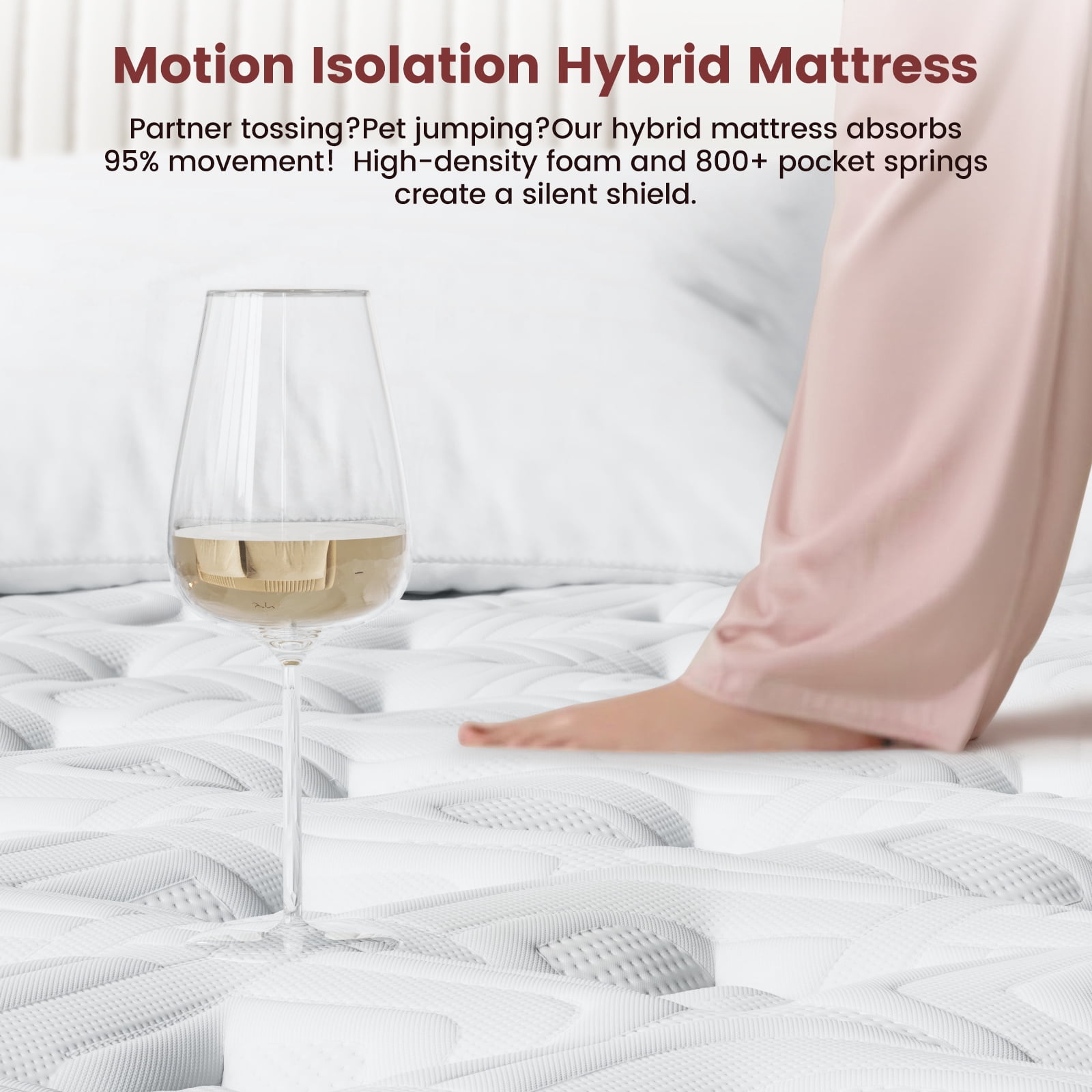 Sleepmax Veluna 14" Firm Queen Hybrid Mattress, 365-Night Trial, Euro Top, Adult, Pain Relief