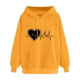 thumbnail image 2 of Women Hearts Print Hoodie with Pocket Valentines Day Outfits Drawstring Pullover Hooded Casual Sweatshirt Tops (XL, Yellow 01), 2 of 4