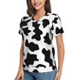 thumbnail image 2 of Honeii Milk Cow Print Women's Classic V-Neck T-Shirt,Womens Fashion Tops,Stylish Everyday Top for Women, Casual Summer Spring Outfits Clothes-XX-Large, 2 of 5