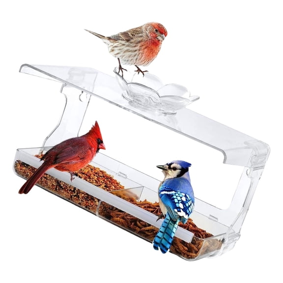 Clear Bird Feeding Tray With Suction Cup Window Mounted Design For Wild Birds Observation Home Feeding Accessories