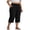 #021-Black, variant on Plus Size Capri Pants for Women Casual Solid Color Elastic Waist Wide Leg with Pockets