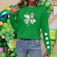 thumbnail image 4 of Craaazy Women's St Patricks Day Shirts Shamrock Irish Holiday Crew Neck Long Sleeve Shirts, 4 of 6
