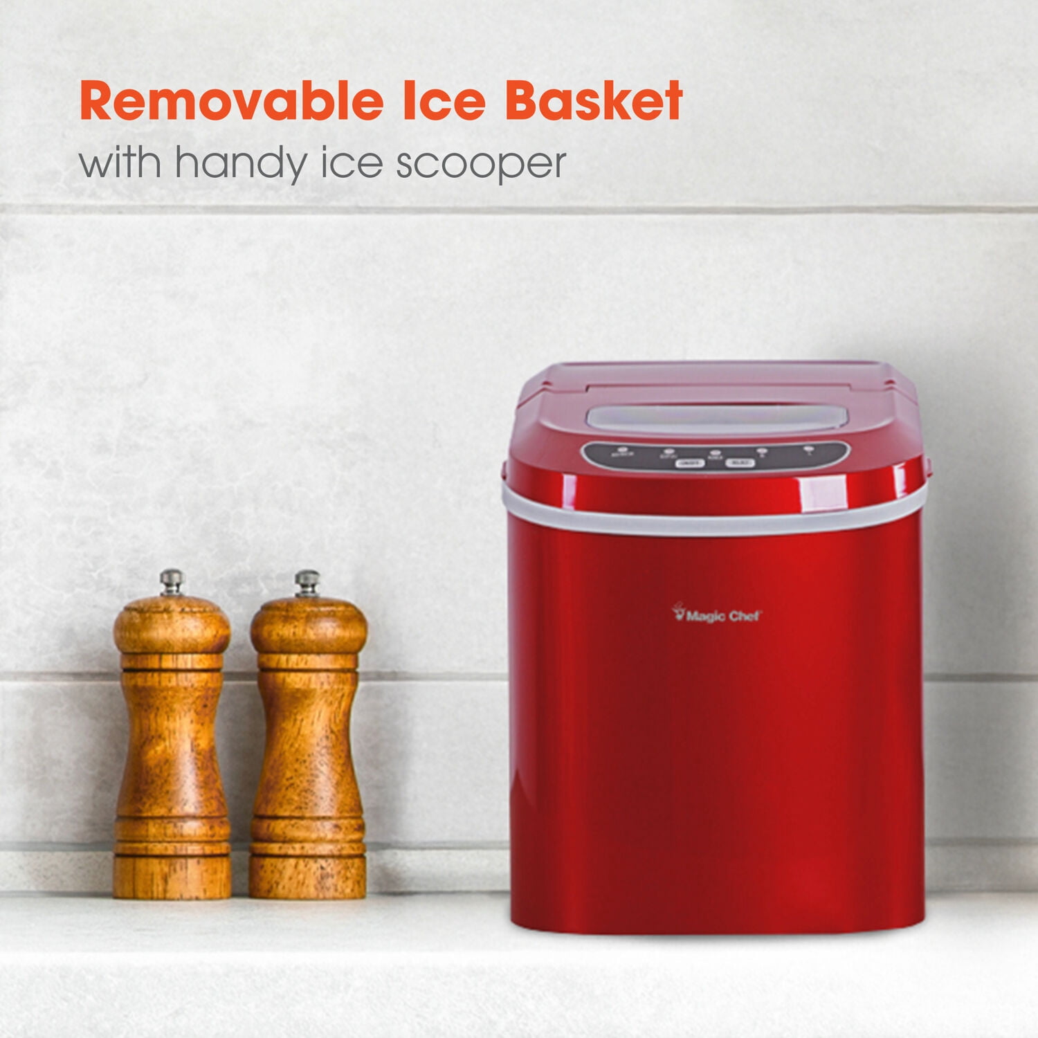 Magic Chef 27-lb. Capacity Portable Countertop Ice Maker, Red