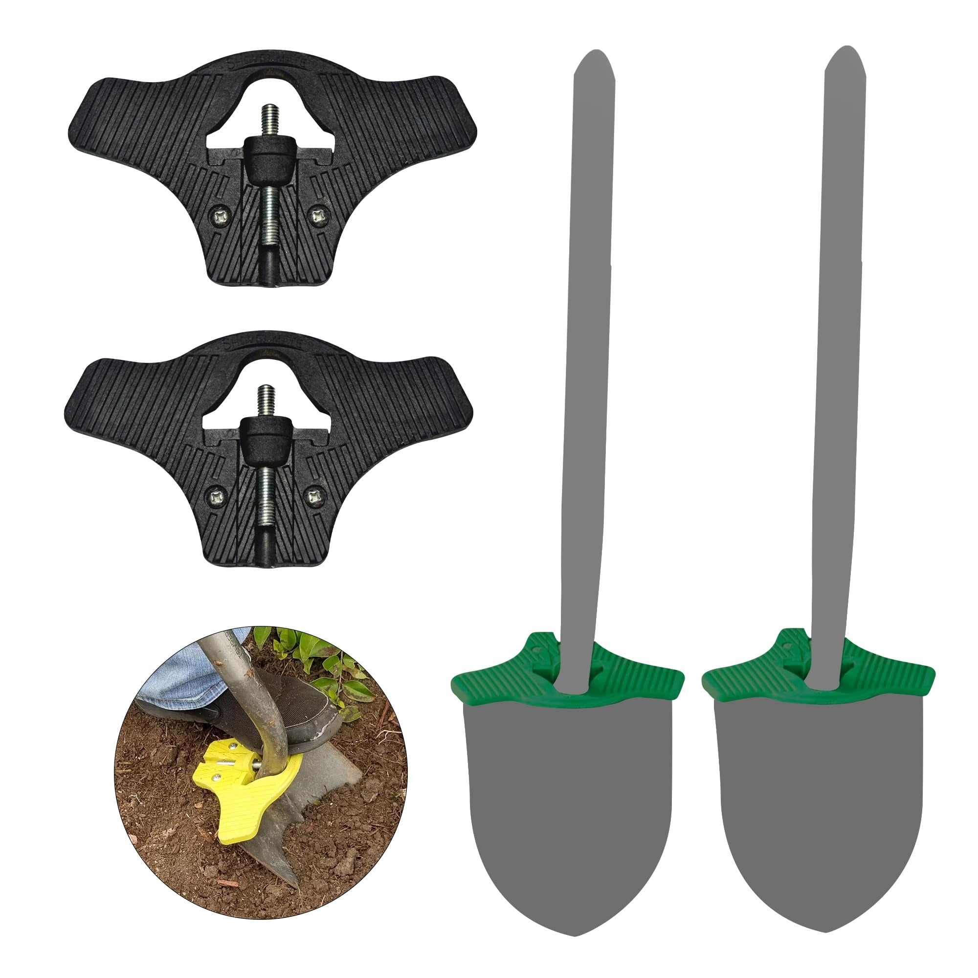 Non-Skid Attachment (Set of 2) – Back-Saving Ergonomic Foot Step for Easier Digging & Landscaping, Heavy-Duty Grip Accessory Fits Most Garden & Yard Tools, Black