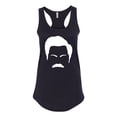 thumbnail image 2 of Wild Bobby, White Parks and Rec Fans Ron Swanson Mustache Face Silhouette, Pop Culture, Women Racerback Tank Top, Black, Small, 2 of 4