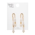 thumbnail image 5 of Time and Tru Women's Gold Tone Linear Earrings with Faux Pearl Accent, 5 of 5