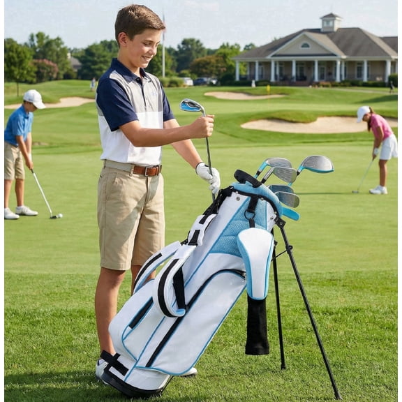 GASKY Golf Clubs Set Junior Golf 6-Piece Complete Golf Set Right Handed with Stand Bag & 1 Head Cover Blue