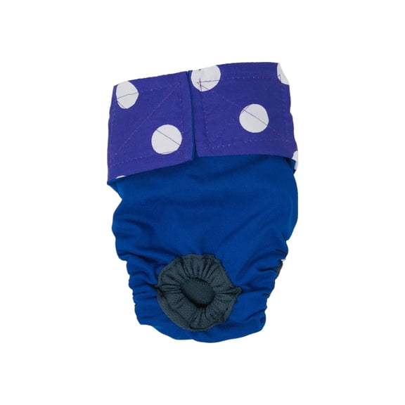 Barkertime Purple Polka Dot on Blue Dog Diaper