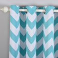thumbnail image 4 of Efavormart 2 Panels White/Turquoise Polyester Chevron Design Thermal Insulated Blackout Room Darkening Grommet Top Curtain 52"x96", 4 of 11