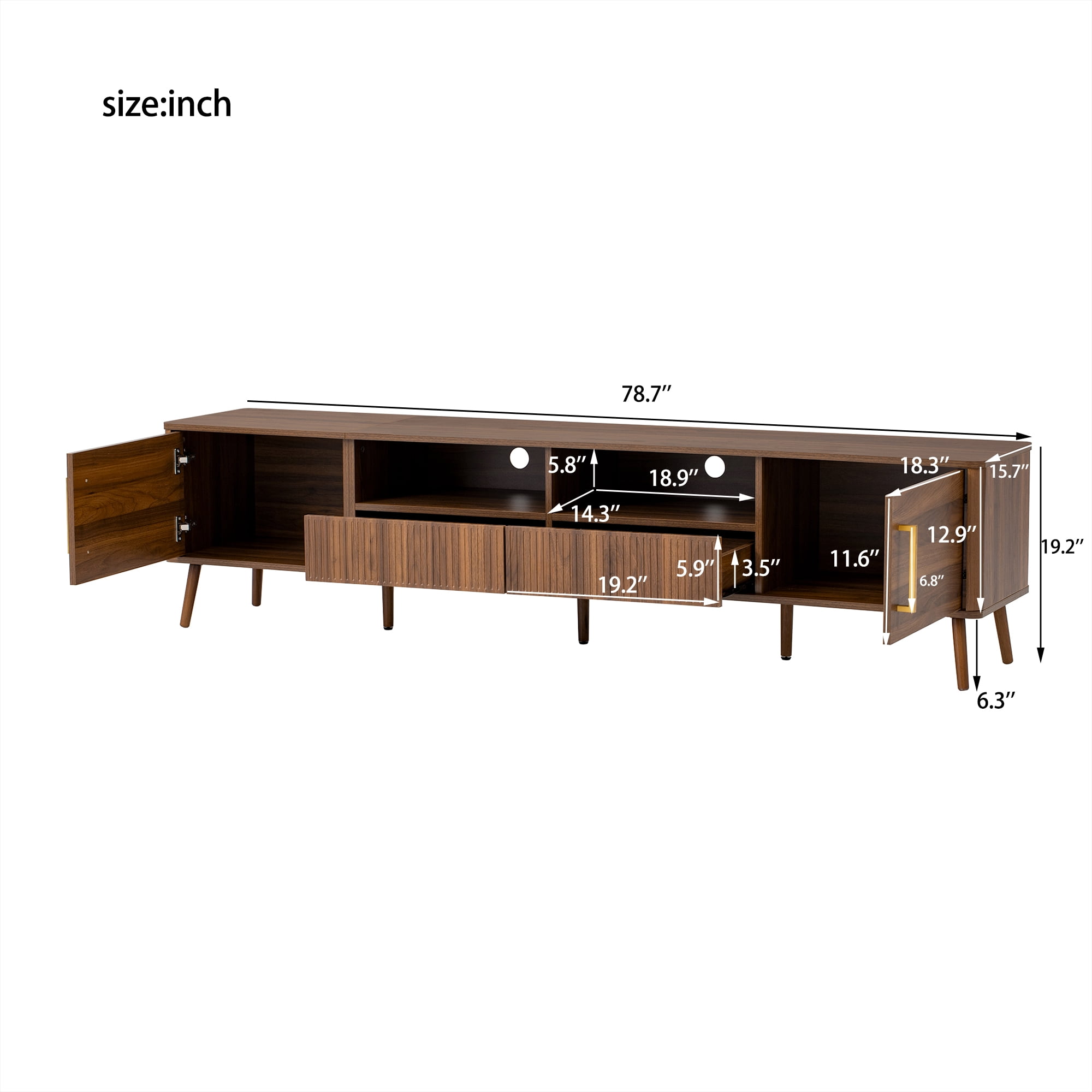 Homy Casa Living Room TV Stand, Entertainment Media Console with Practical Storage