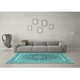 thumbnail image 3 of Ahgly Company Indoor Square Medallion Light Blue Traditional Area Rugs, 5' Square, 3 of 4