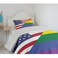 thumbnail image 4 of Ambesonne Pride Quilted Bedspread Set 2 Pcs, Flag USA Rainbow Colors, Twin Size, Multicolor, 4 of 6