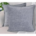 thumbnail image 2 of Pillow Covers 24x24 inches Grey Set of 2, Textured Chenille Extra Large Cushion Covers / Square Pillow Shams, Oversized Soft Pillowcases For Sofa Couch Bed Gray, 2 of 8