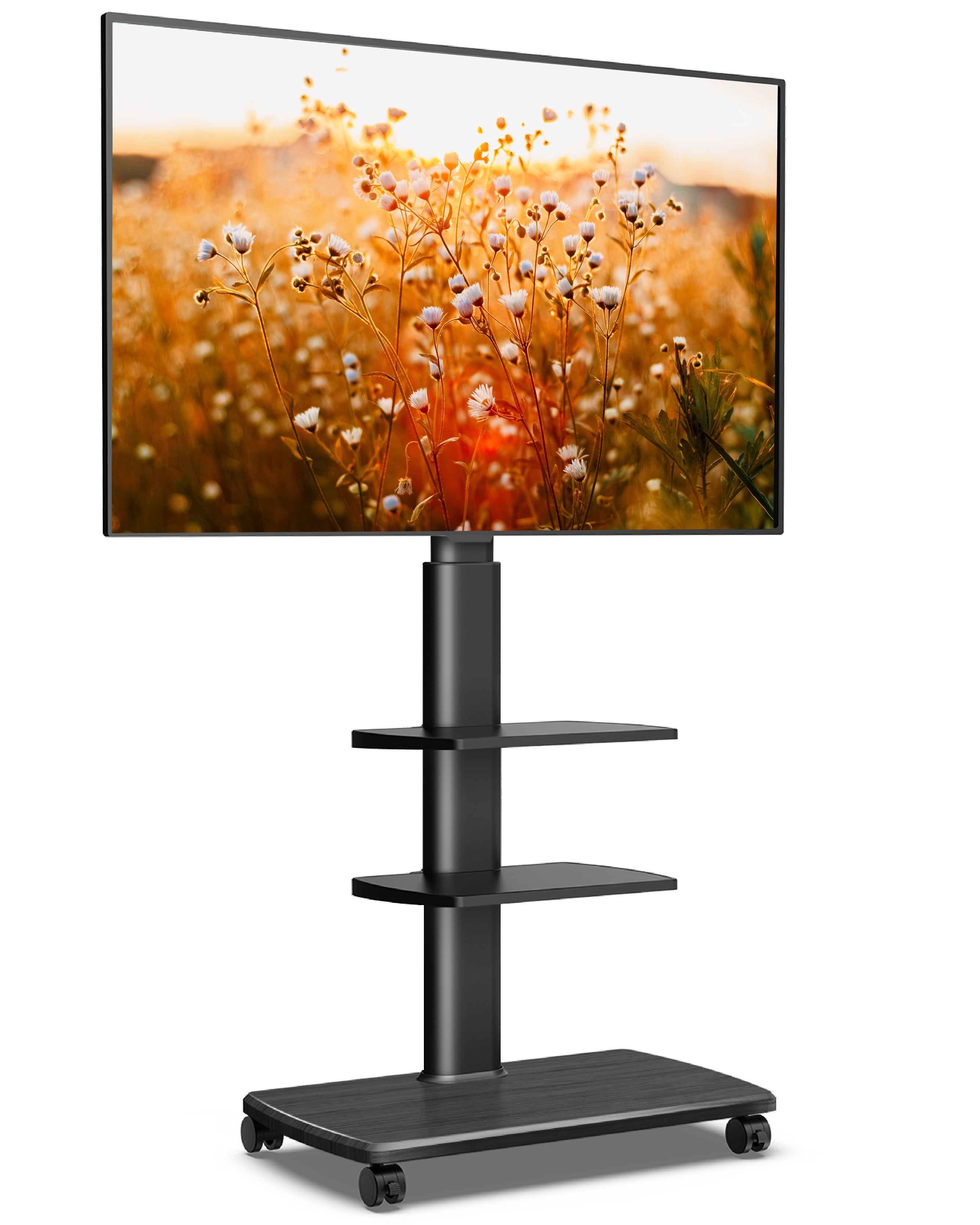 FITUEYES Universal Mobile TV Cart with Swivel Mount,Rolling TV Stand