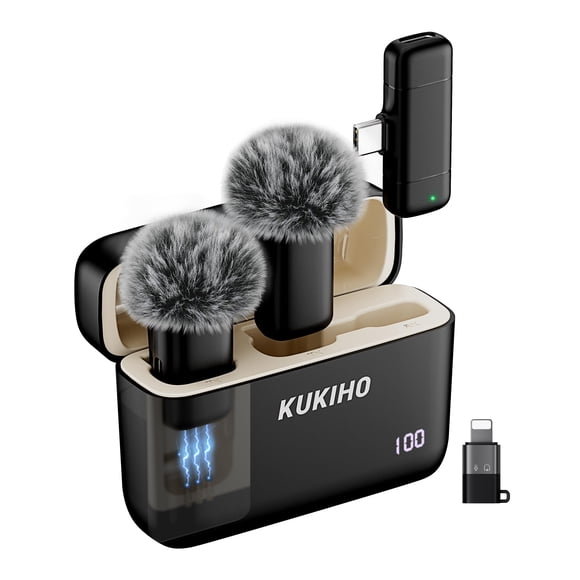 Mini Wireless Lavalier Microphone for iPhone iPad Android with Charging Case,36H Battery Life,Noise Cancellation,135ft Range,Lape
