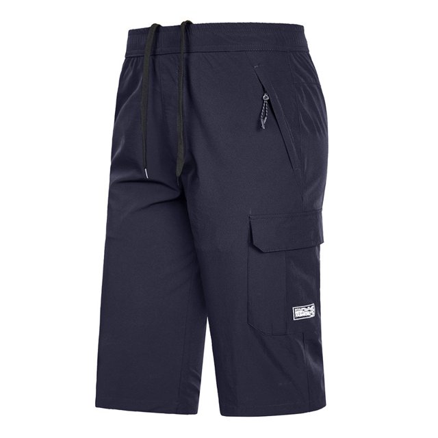 Pantalones capri deportivos casuales para hombre, talla grande, de secado rápido, con aros en color arena
