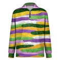 thumbnail image 7 of LNZGNM Men's Mardi Gras Shirts 1/4 Zip Plus Size Printed Sweatshirts Stand Collar Long Sleeve Top Fashion Carnival Outfits,Light Purple 4XL, 7 of 7