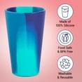 thumbnail image 4 of IMPRESA 4-Pack 16 oz Shatterproof Silicone Cups & Drinking Glasses - Blue Swirl Insulated Silicone Drink Tumblers - Unbreakable Drinkware for Hot & Cold Beverages, 4 of 7
