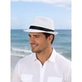 thumbnail image 2 of Gustave Short Brim Fedora Straw Hat for Men Women Classic 1920s Trilby Panama Hat Beach Sun Hat for Summer Casual Travel Gatsby Party - White, 2 of 6