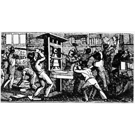 Elijah Parish Lovejoy N(1802-1837) American Abolitionist LovejoyS Printing Press At Alton Illinois In The Hands Of A Pro-Slavery Mob 7 November 1838 Wood Engraving From A Contemporary Anti-Slavery