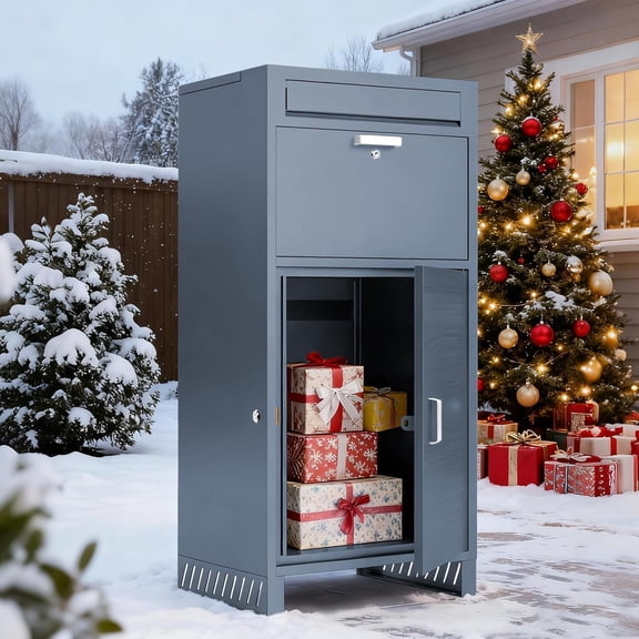 Vakiorn Package Delivery Box 15.74 inch Galvanized Steel Anti-Theft Waterproof No Assembly for Porch Business Blue