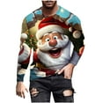 thumbnail image 2 of Awdenio Mens Graphic T-shirts Christmas Long Sleeve Casual Ugly Santa Claus Button Down Xmas Shirts for Men Party Holiday, 2 of 5