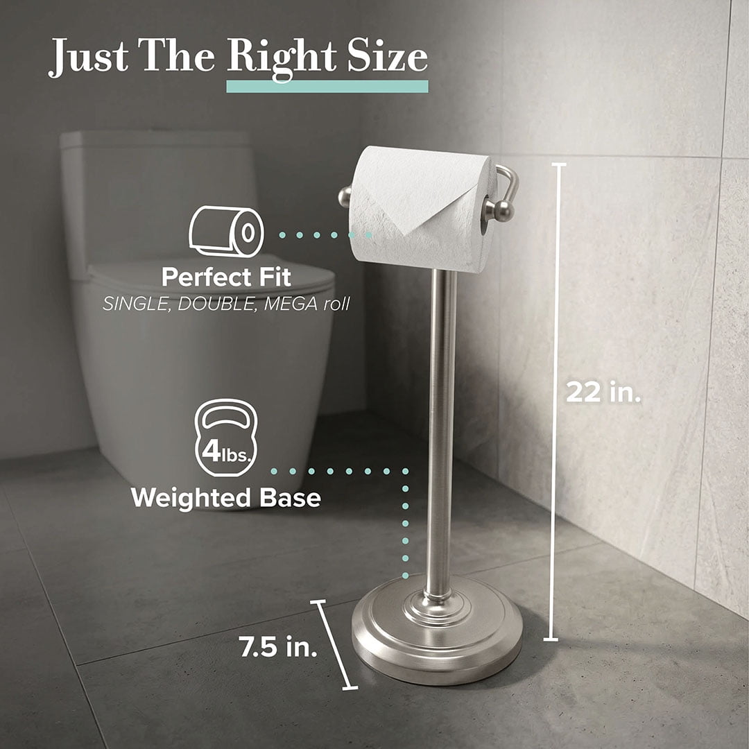 Gatco Freestanding Pedestal Toilet Paper Holder, Satin Nickel