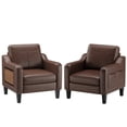thumbnail image 4 of AFO Faux Leather Accent Chair Set of 1, Modern Living Room Armchair with Side Table and Pockets for Bedroom, Office and Small Place, Chocolate, 4 of 11