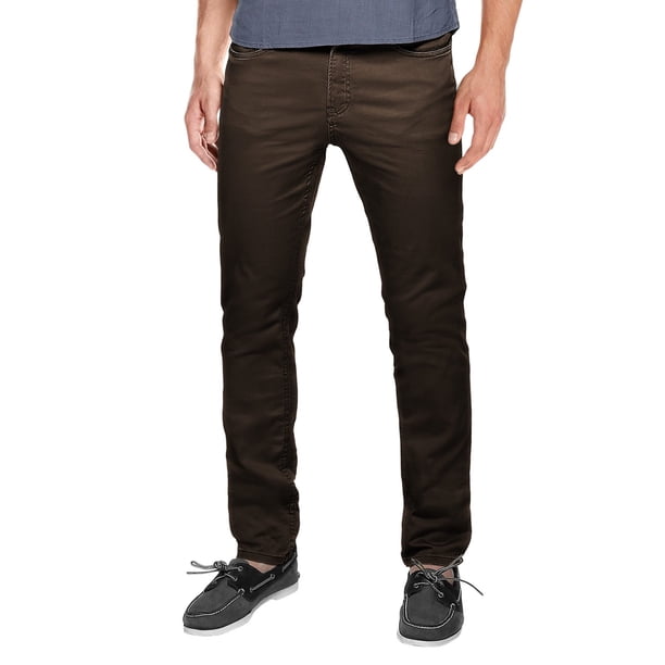 Pantalones casuales para hombre de corte recto y ajuste slim color marrón talla 30