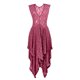 thumbnail image 4 of Vestido largo sexy de mujer con falda irregular de encaje alto y bajo - Cuello en V, mangas con volantes, diseño con bolsillos - Apto para la playa, para llevar de forma informal o para fiestas - A, 4 of 5