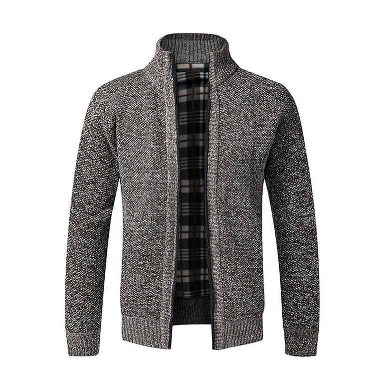 YYDGH Sweater Cardigan Jackets for Mens Fall Winter Zipper Plaid