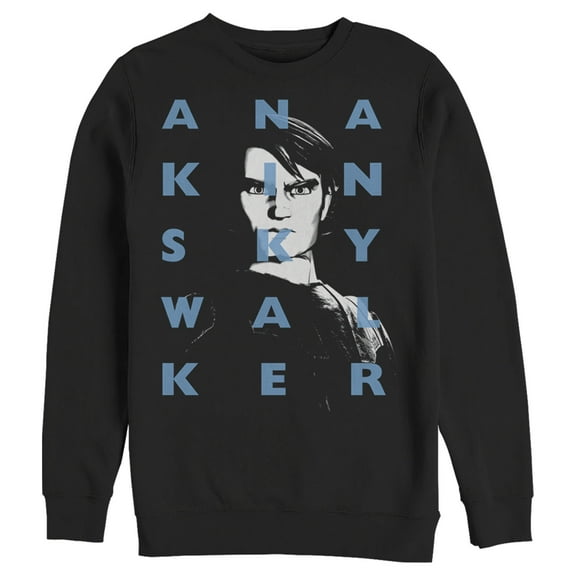 Men's Star Wars: The Clone Wars Anakin Skywalker Text Overlay Sweatshirt Black X Large