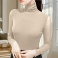 thumbnail image 3 of Gytharion Long Sleeve Shirts for Women Fashion Solid Casual Turtleneck Blouse Fall Soft Comfy Warm Pullover Top Stretchy Slim Fit Basic Shirt, 3 of 4