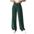 thumbnail image 1 of Yanlir Flared Pants for Women's Spring Summer Solid Color Versatile Straight High Waisted Wide Leg Loose Pants Ankle Length Workout Trousers(Green,M), 1 of 5