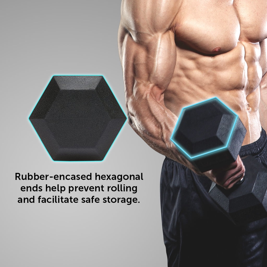 Gymenist, 8 lb Rubber Hex Dumbbells, Pair